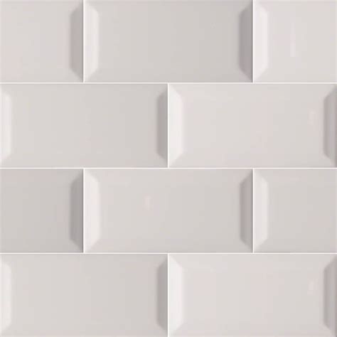 3x6 Gray Glossy Beveled Subway Ceramic Wall Tile