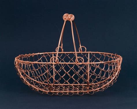 Copper Wire Rose Gold Metal Basket Shallow Pink Double Swing - Etsy