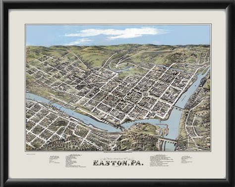 Easton PA 1873 (Color) Restored Map | Vintage City Maps