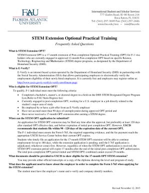 Fillable Online Fau Stem Extension Optional Practical Training Fau