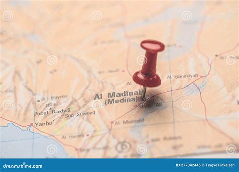 Red Map Pin on a Map of Medina.. Stock Photo - Image of africa ...