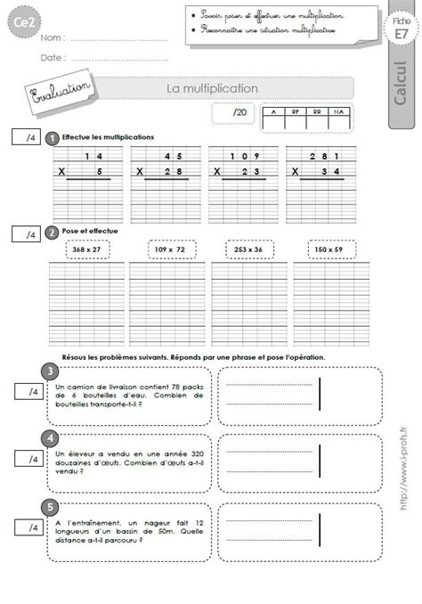 CE2 EVALUATION corrigées Technique opératoire de la Multiplication