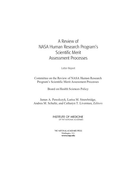 Front Matter A Review Of Nasa Human Research Program S Scientific