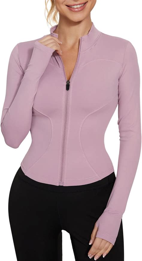 Amazon LUYAA Women S Workout Jacket Lightweight Zip Up Yoga Jacket