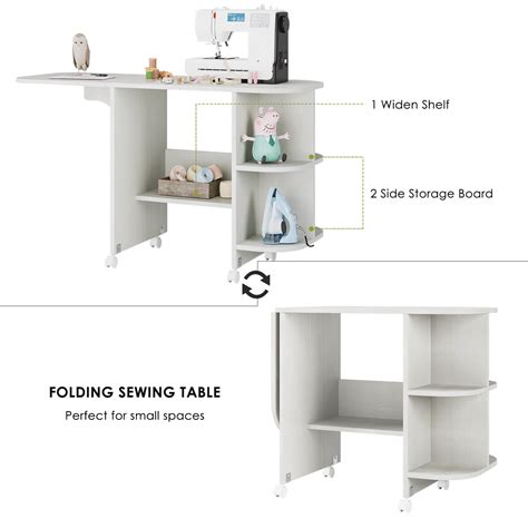 Buy Folding Sewing Table Sewing Machine Table With Storage Shelves