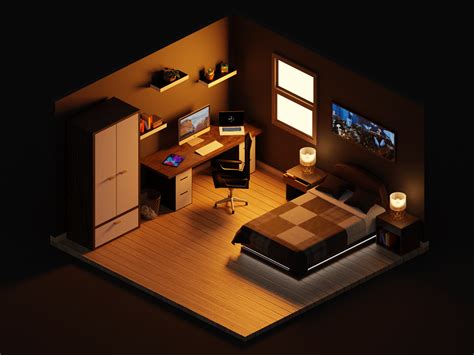 Isometric Bedroom Behance