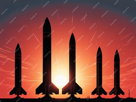 Premium Photo | A Group Of Rockets Flying In The Sky