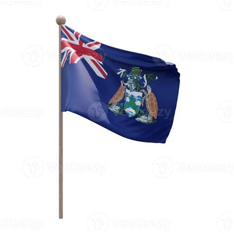 Ascension Island D Illustration Flag On Pole Wood Flagpole Png