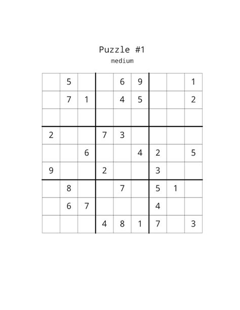 Medium Sudoku Puzzles To Print