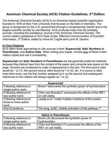 Acs Citation Examples Format Pdf