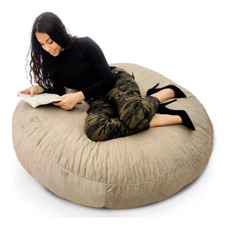 Puff Cama Gigante Redondo Suede Sem Enchimento Sala Quarto