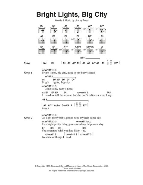 Bright Lights, Big City by Jimmy Reed - Guitar Chords/Lyrics - Guitar ...