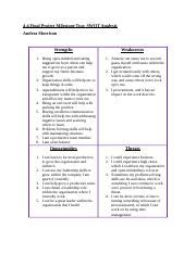 Milestone Two Docx 4 4 Final Project Milestone Two SWOT Analysis