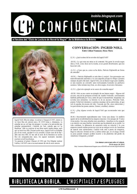 Lh Confidencial 110 Ingrid Noll El Bloc De La BÒbila