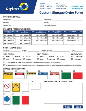 Fillable Online Custom Signage Order Form Jaybro Fax Email Print