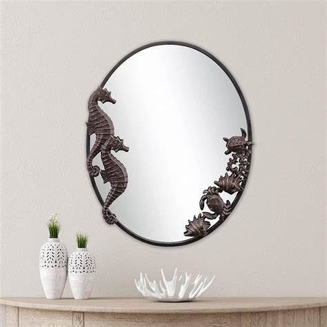 Seahorses And Sea Life Oval Wall Mirror Home And Kitchen