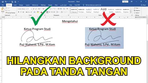 Menghilangkan Background Tanda Tangan Di Ms Word Youtube