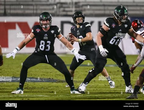 Ohio Bobcats quarterback Nathan Rourke (12) looks downfield during the ...