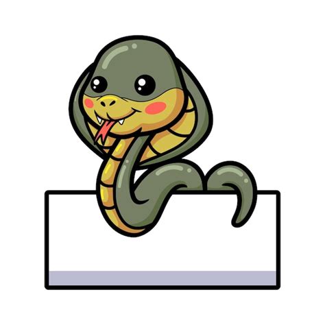 Mignon Petit Dessin Anim De Serpent Cobra Avec Signe Vierge Vecteur