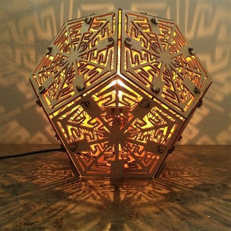 Dodecahedron Desk Shadow Lamp Geometric Lighting Wood Lamp Etsy Geometric Lighting Wood