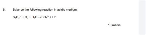 [solved] Balance The Following Reaction In Acidic