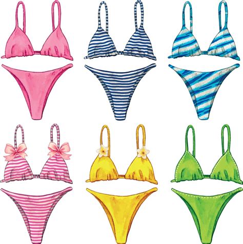 Watercolor Colorful Bikini Swimsuit Collection 3245107 Vector Art At