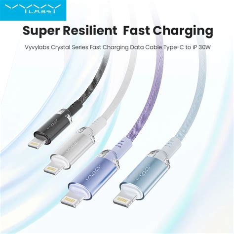 Vyvylabs Crystal Series Fast Charging Data Cable Type C To IP 30W 1M White