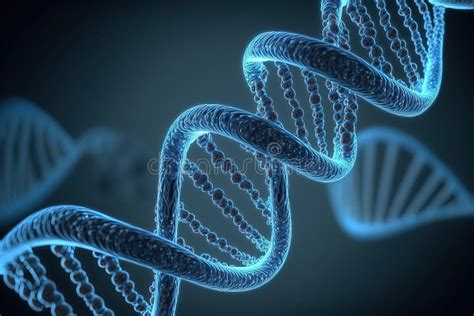 Double Helix DNA Strands On A Blue Generative AI Stock Illustration