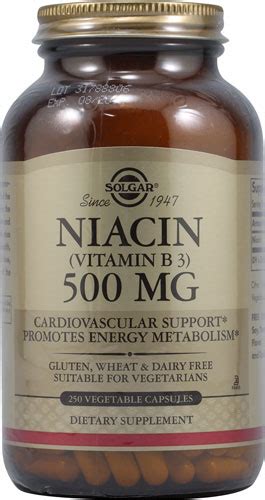 Solgar Niacin Vitamin B3 500 Mg 250 Vegetable Capsules Vitacost