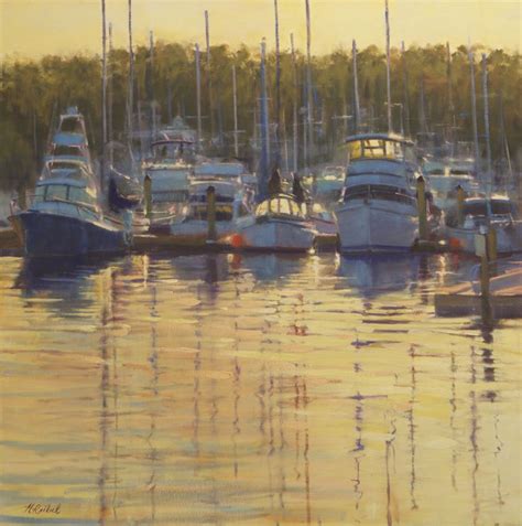 Marina Morning 36x36 Oil On Canvas Michael Reibel Artist Daily Art