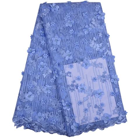 Nigerian Sky Blue Laces Fabric Wedding African French Net Lace With