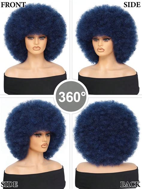 70s Afro Wig With Bangs Curly Wigs For Black Women Afro Kinky Curly Wig