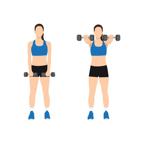 Woman Doing Two Arm Dumbbell Front Shoulder Raises Exercise Flat