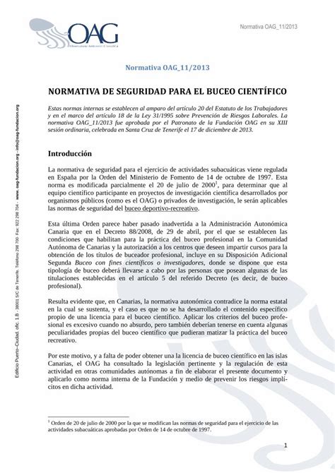 Pdf Normativa De Seguridad Para El Buceo Cient Fico Todos Los