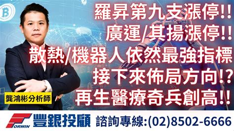 20240603龔鴻彬分析師｜羅昇第九支漲停 廣運、其揚漲停 散熱、機器人依然是最強指標，接下來佈局方向？再生醫療奇兵創高 廣運、其