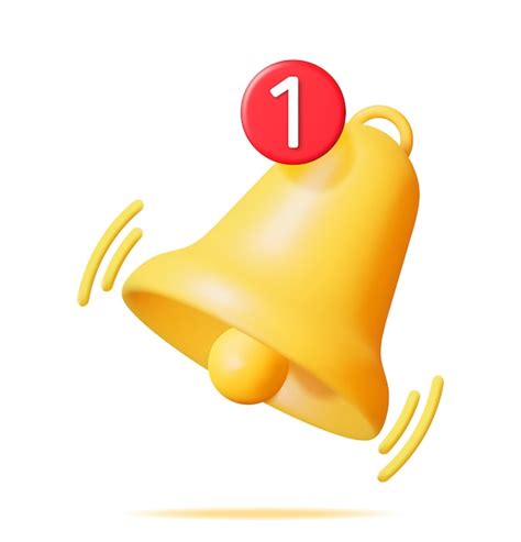 Icono de campana de notificación 3d aislado Vector Premium