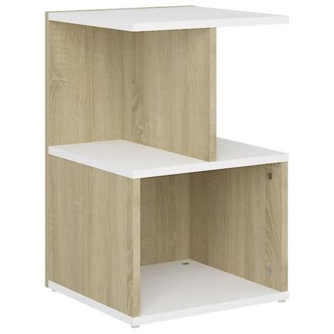 Meuble Jili Table De Chevet Blanc Et Ch Ne Sonoma X X Cm