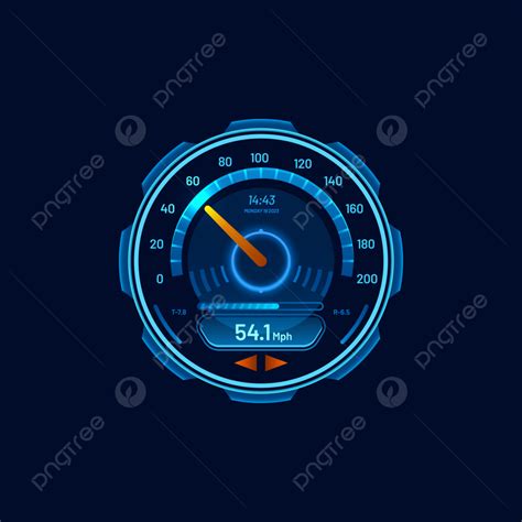 Speedometer Futuristic Car Speed Meter Neon Speedometer Screen Png