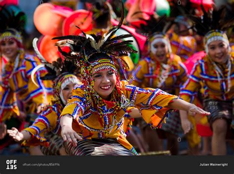 Davao Philippines November Dancers Wearing Colorful