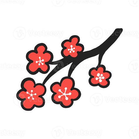 Sakura Or Cherry Blossom Iconic Japanese Symbol In Hand Drawn