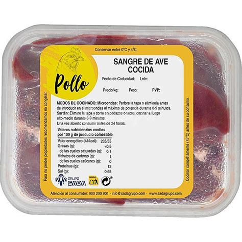 Sada Sangre Hervida De Pollo Peso Aproximado Bandeja 500 G