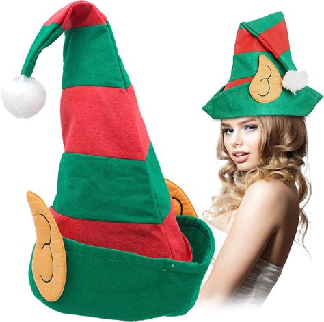 Bonnet Noel Chapeau de Lutin avec Oreilles Serre tête de Noël