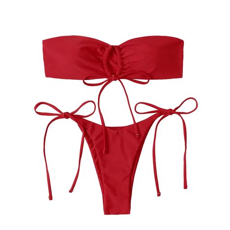 Vsssj Bandeau Bikini Set For Women Sexy String Brazilian Bathing Suit