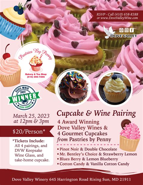 WINE & CUPCAKE PAIRING *MARCH 25TH* 12PM * - Maryland Wineries Association