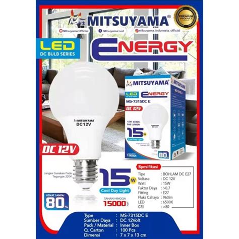 Jual Bohlam Lampu Led Dc 12v E27 Super Terang 15w 18w Mitsuyama Energy