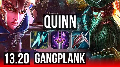 Quinn Vs Gangplank Top 11 Solo Kills 17m Mastery 600 Games 18