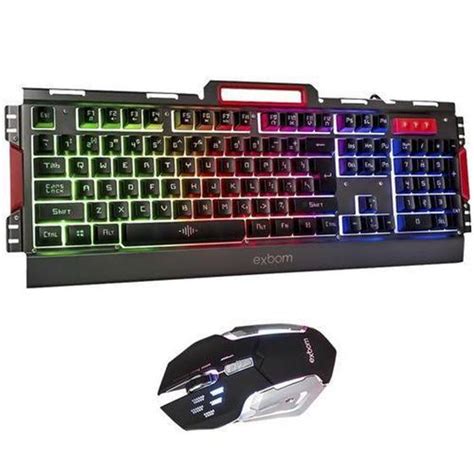 Kit Teclado e Mouse Gamer Semi Mecânico fio BK G3000 Exbom