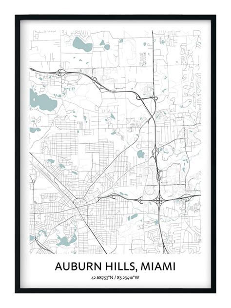 Auburn Hills Map Poster - Your City Map Art - Positive Prints