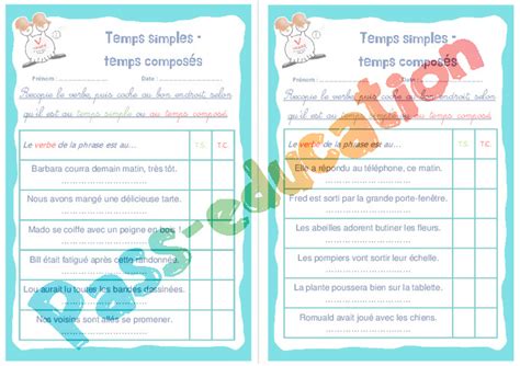 Temps Simples Cm Exercice Valuation R Vision Le On Pdf Imprimer