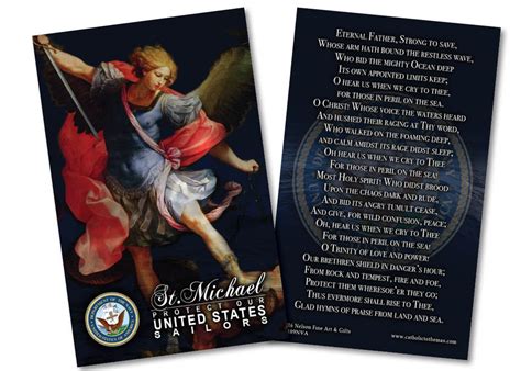 Laminated Saint Michael Navy Prayer Card